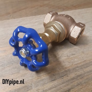 Klepafsluiter met authentiek kraanwiel blauw.